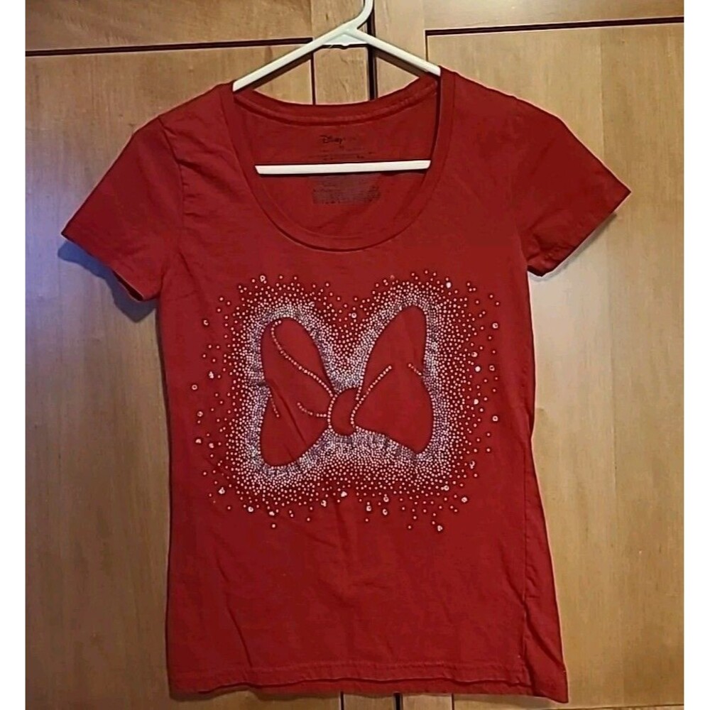 Disney Store Minnie Mouse Bow Cap Sleeve T-Shirt, Rhinestones, Glitter XS*SEE*